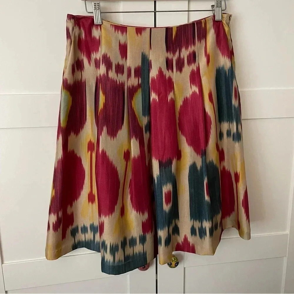 Lauren Ralph Lauren 100% Silk Pleated Skirt Southwestern Print Vintage Sz 6 - Picture 7 of 14